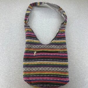 Bohemian Hobo Crossbody Tribal Stripe Shoulder Bag‎ Zip Closure Inside Pocket